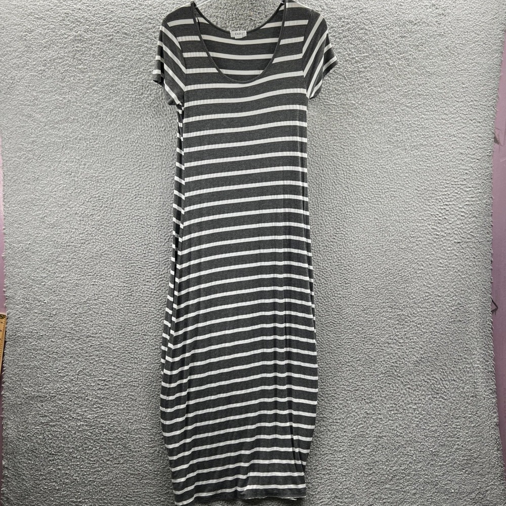 Womens Striped Maxi Dress M Minimalist Coastal Resort Vacation Casual Everyday